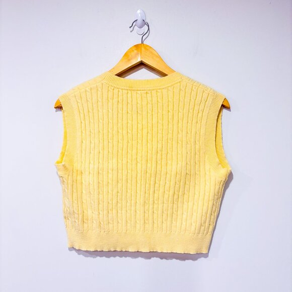 TWIK by SIMONS Yellow cable knit cropped sweater vest | Sleeveless | X-Small * - Picture 6 of 6